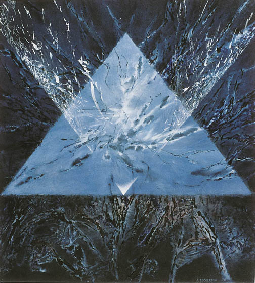 1. Tajemství pyramidy / Secret of Pyramid / 1998 / olej na plátně / 45 x 50 cm