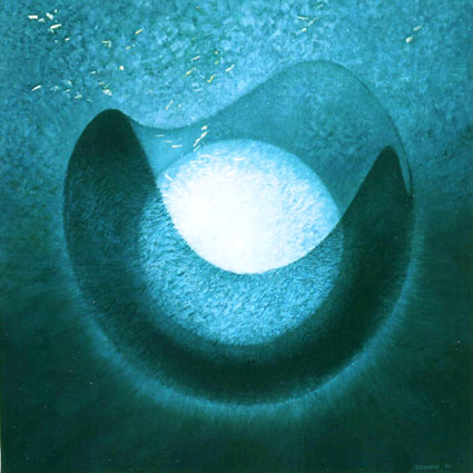 12. Zrození měsíce / Creation of Moon /1999/olej na plátně / 75 x 75-PRODÁNO